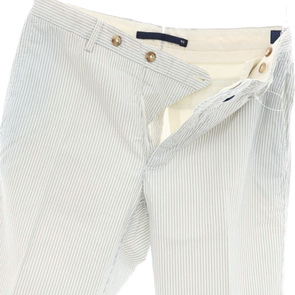 【中古】インコテックス INCOTEX コットン カジュアルスラックスパンツ ホワイトxブルー【 46 】【 状態ランクC 】【 メンズ 】