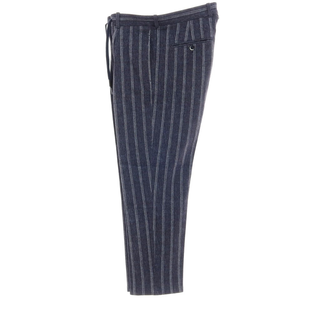 【中古】チルコロ1901 CIRCOLO 1901 ストレッチコットン カジュアルスラックスパンツ ネイビーxホワイト【 46 】【 状態ランクC 】【 メンズ 】