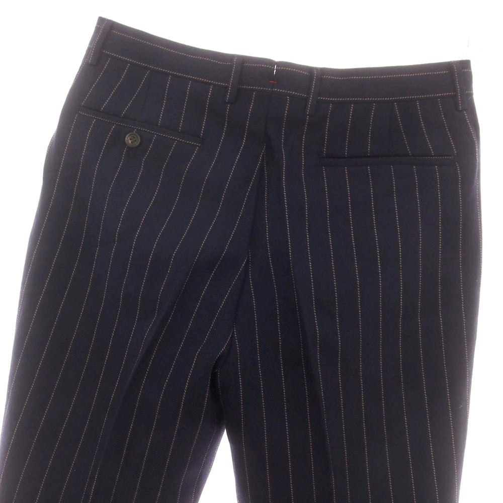 【中古】ダニエルクレミュ DANIEL CREMIEUX ウール ストライプ カジュアルスラックスパンツ ネイビーxベージュ【 40 】【 状態ランクB 】【 メンズ 】