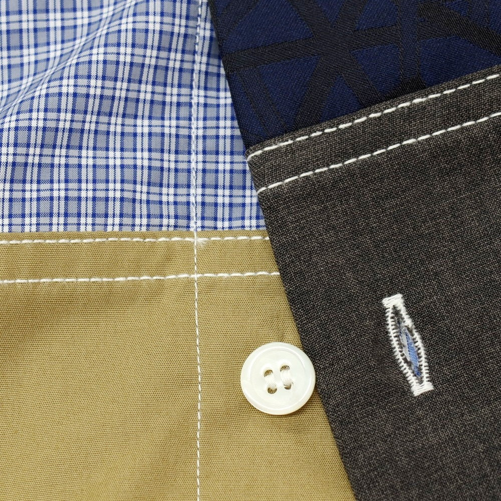 【中古】ジュンヤワタナベ マン JUNYA WATANABE MAN 2025年春夏 パッチワーク 半袖シャツ ブルー【サイズXS】【 状態ランクA 】【 メンズ 】