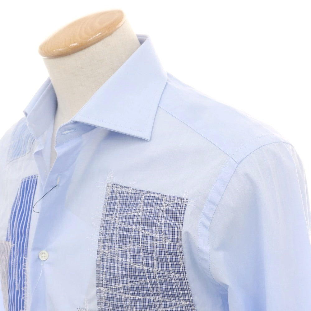 【中古】ジュンヤワタナベ マン JUNYA WATANABE MAN × GUY ROVER 2025年春夏 パッチワーク カジュアルシャツ ライトブルー【 XS 】【 状態ランクA 】【 メンズ 】