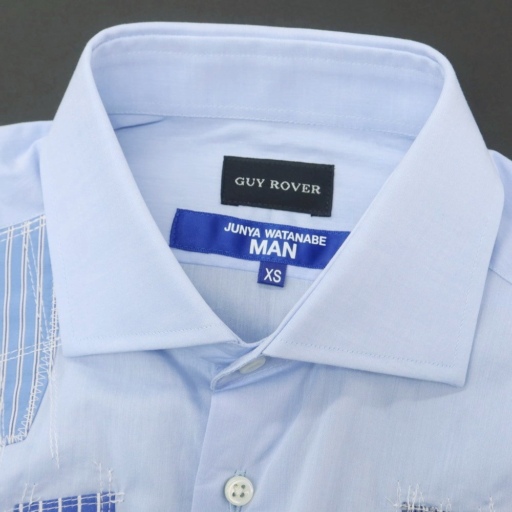 【中古】ジュンヤワタナベ マン JUNYA WATANABE MAN × GUY ROVER 2025年春夏 パッチワーク カジュアルシャツ ライトブルー【 XS 】【 状態ランクA 】【 メンズ 】