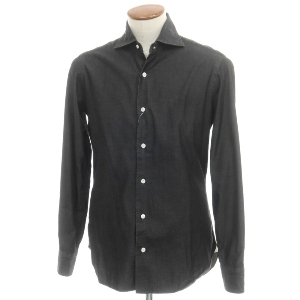 【中古】バルバ ダンディライフ BARBA DANDY LIFE コットン ワイドカラー カジュアルシャツ ブラック【 40 】【 状態ランクB 】【 メンズ 】