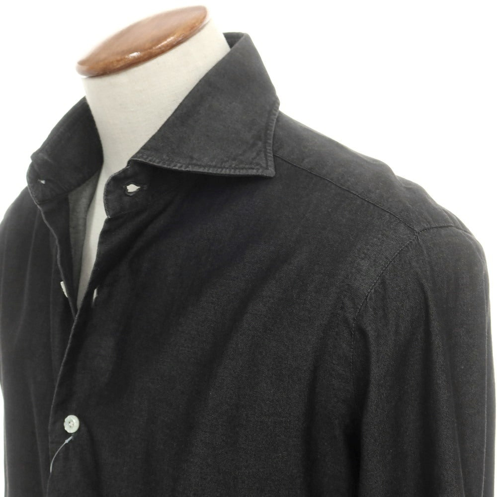 【中古】バルバ ダンディライフ BARBA DANDY LIFE コットン ワイドカラー カジュアルシャツ ブラック【 40 】【 状態ランクB 】【 メンズ 】