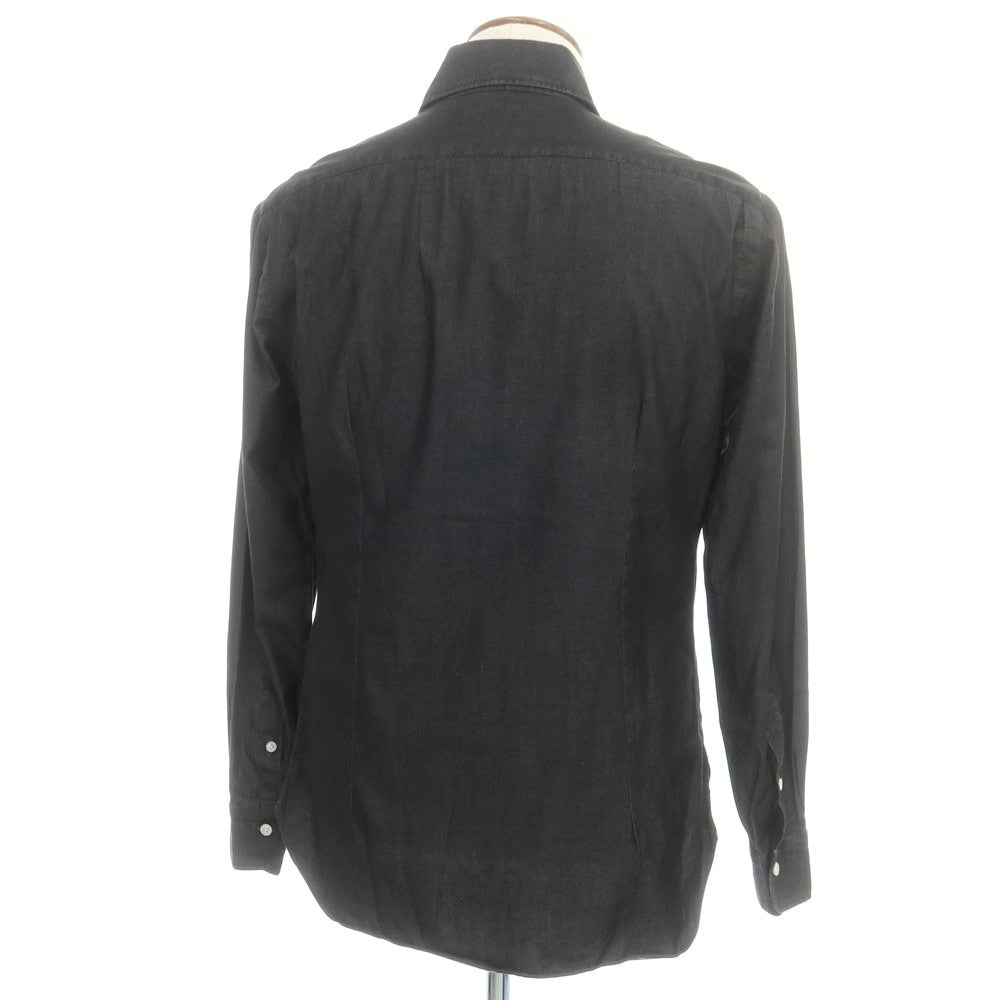 【中古】バルバ ダンディライフ BARBA DANDY LIFE コットン ワイドカラー カジュアルシャツ ブラック【 40 】【 状態ランクB 】【 メンズ 】
