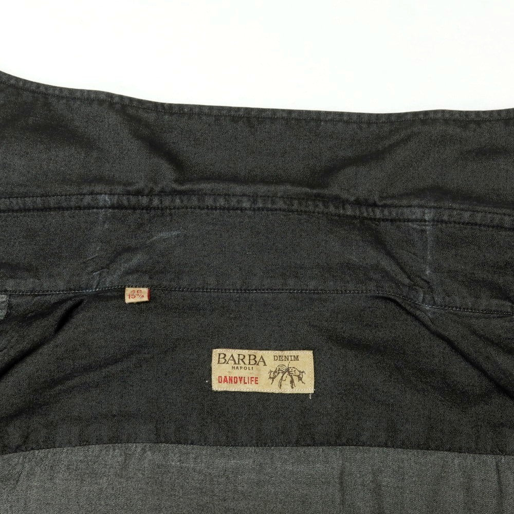 【中古】バルバ ダンディライフ BARBA DANDY LIFE コットン ワイドカラー カジュアルシャツ ブラック【 40 】【 状態ランクB 】【 メンズ 】