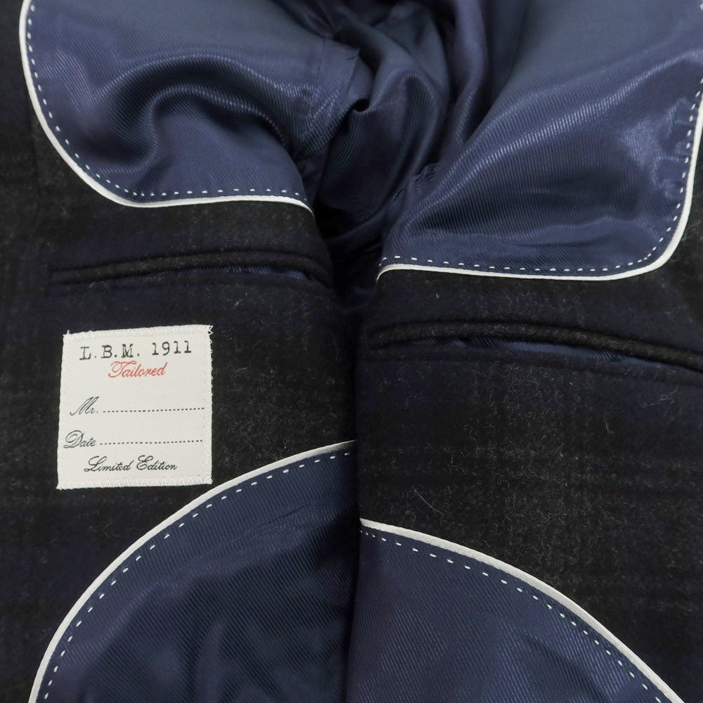 【中古】エルビーエム1911 L.B.M.1911 ウールポリエステル チェック ピーコート ネイビーxグレー【 46 】【 状態ランクA 】【 メンズ 】