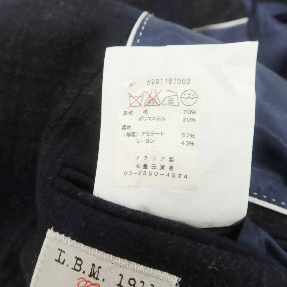 【中古】エルビーエム1911 L.B.M.1911 ウールポリエステル チェック ピーコート ネイビーxグレー【 46 】【 状態ランクA 】【 メンズ 】