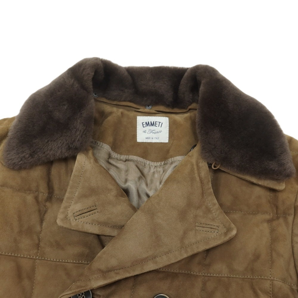 【中古】エンメティ EMMETI ゴートスキン スエード ダブルブレスト ダウンジャケット ブラウン【 46 】【 状態ランクD 】【 メンズ 】