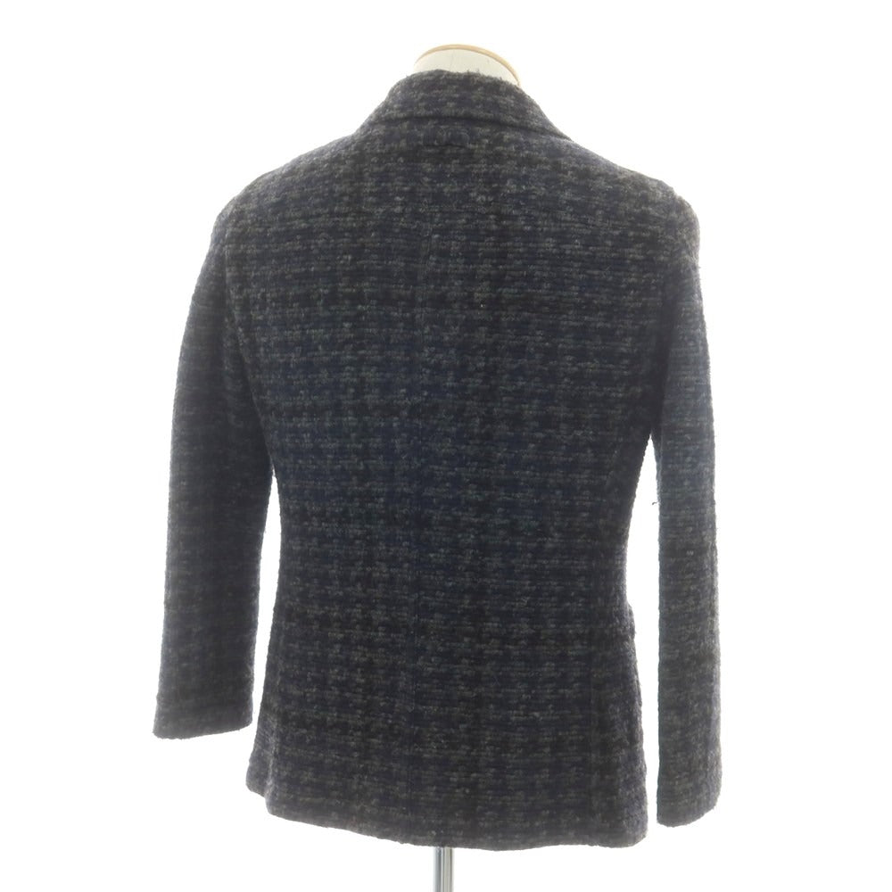 【中古】ティージャケット T-JACKET ポリエステルウール チェック ニットジャケット ネイビーxグレー【 S 】【 状態ランクB 】【 メンズ 】