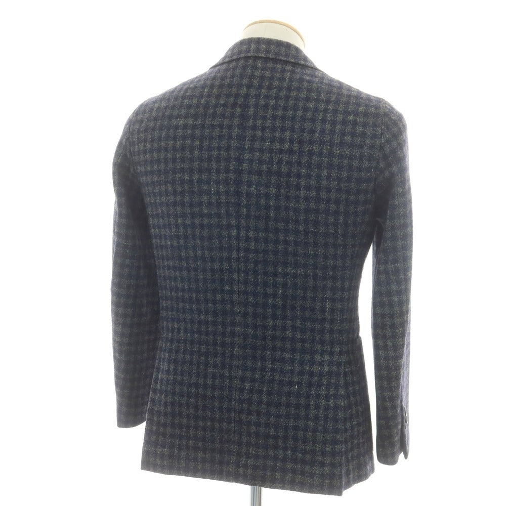 【中古】デペトリロ DE PETRILLO ウールシルク チェック テーラードジャケット ネイビーxグリーン【 44 】【 状態ランクB 】【 メンズ 】