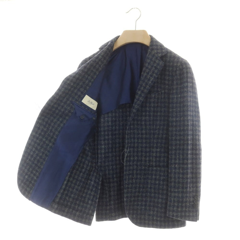 【中古】デペトリロ DE PETRILLO ウールシルク チェック テーラードジャケット ネイビーxグリーン【 44 】【 状態ランクB 】【 メンズ 】