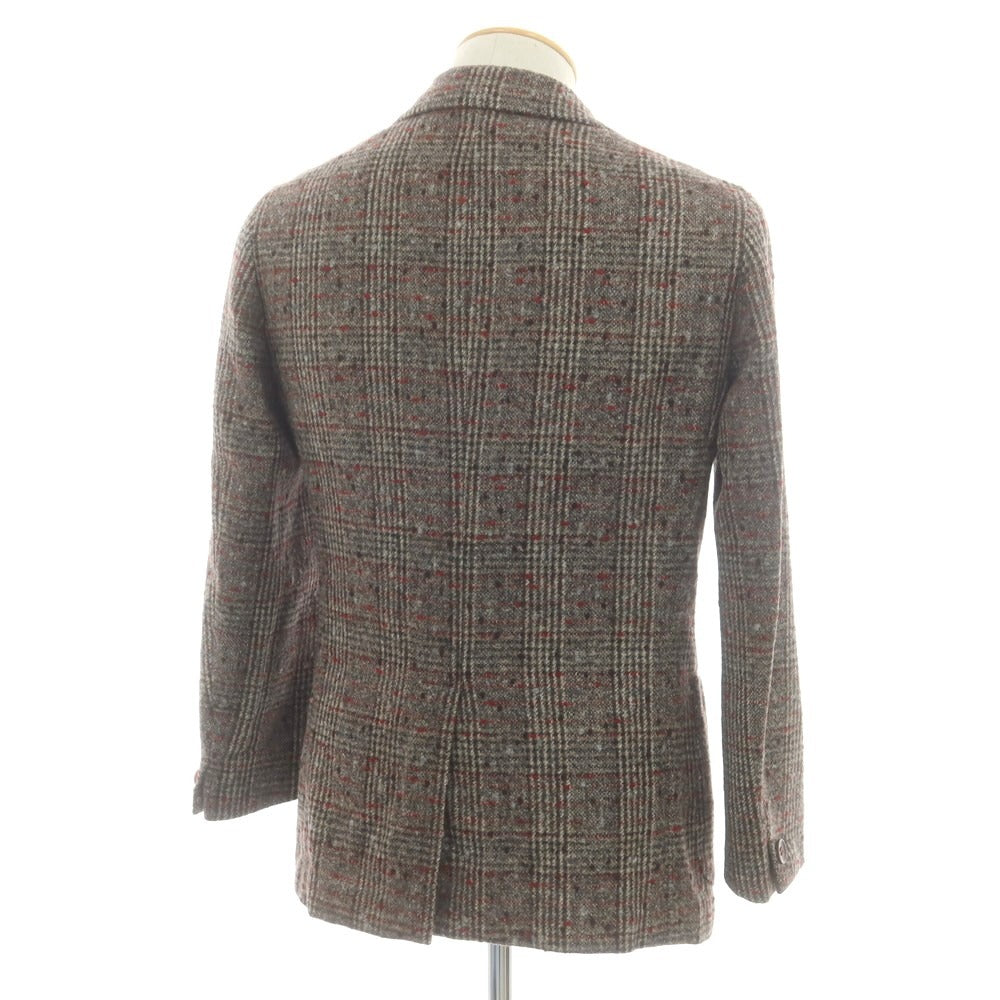 【中古】エルネスト ernesto GFB アルパカ チェック テーラードジャケット ブラウンxレッド【 44 】【 状態ランクB 】【 メンズ 】