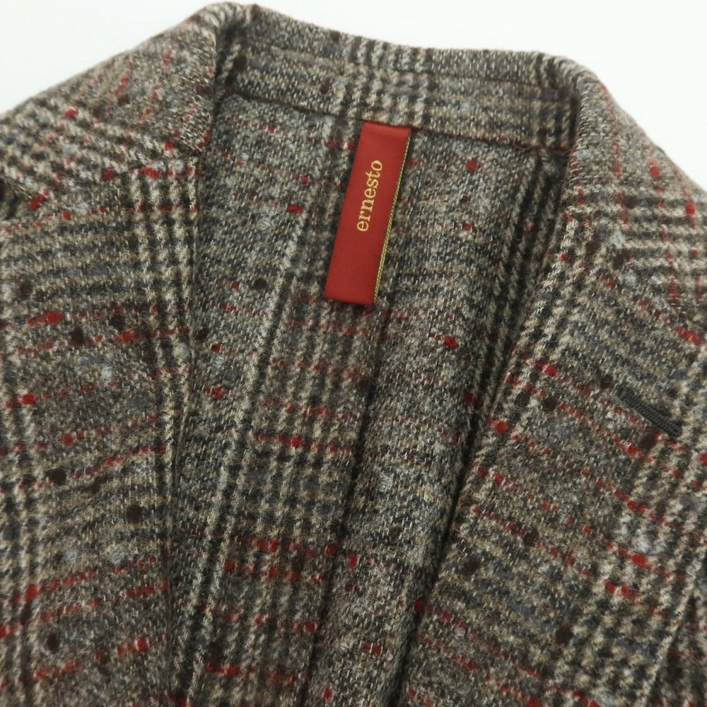 【中古】エルネスト ernesto GFB アルパカ チェック テーラードジャケット ブラウンxレッド【 44 】【 状態ランクB 】【 メンズ 】