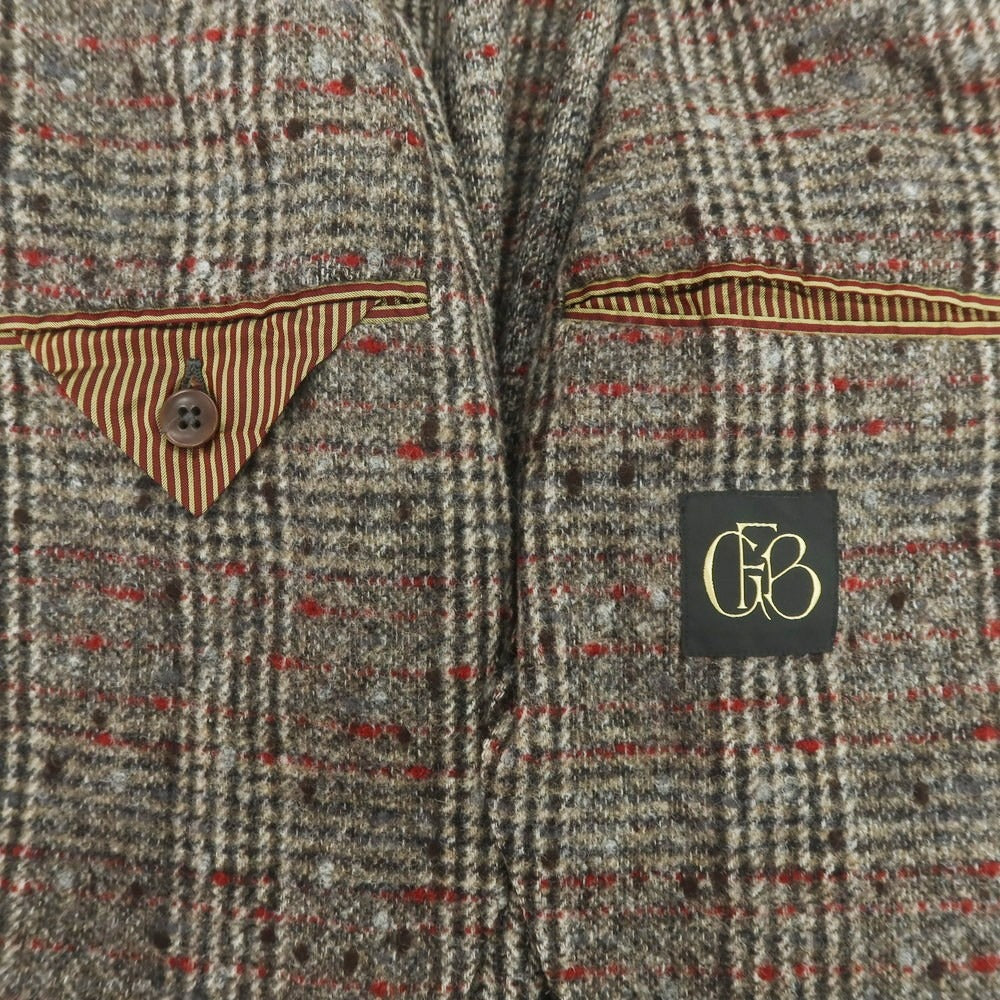 【中古】エルネスト ernesto GFB アルパカ チェック テーラードジャケット ブラウンxレッド【 44 】【 状態ランクB 】【 メンズ 】