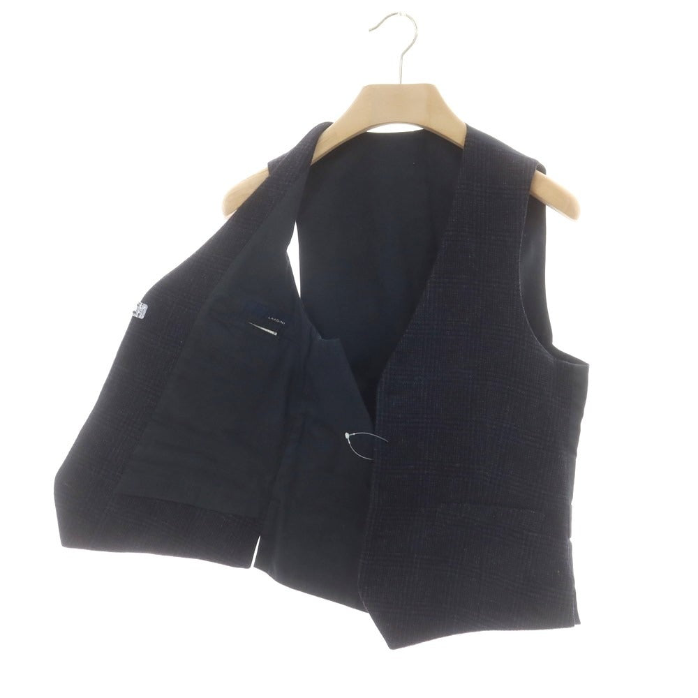 【中古】ラルディーニ LARDINI ウール チェック ドレス系ジレ ネイビー【 44 】【 状態ランクC 】【 メンズ 】