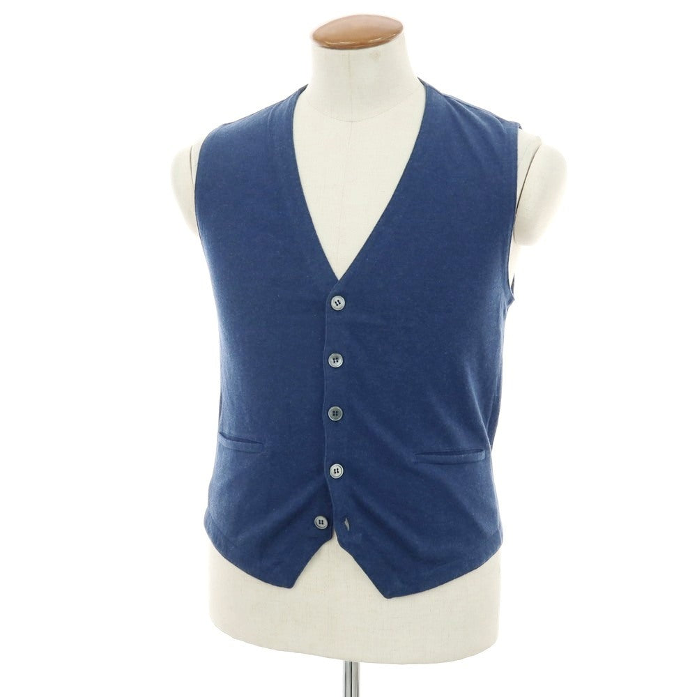 【中古】グランサッソ GRAN SASSO ハイゲージ コットン ニットベスト ジレ ネイビーブルー【サイズ46】【 状態ランクC 】【 メンズ 】