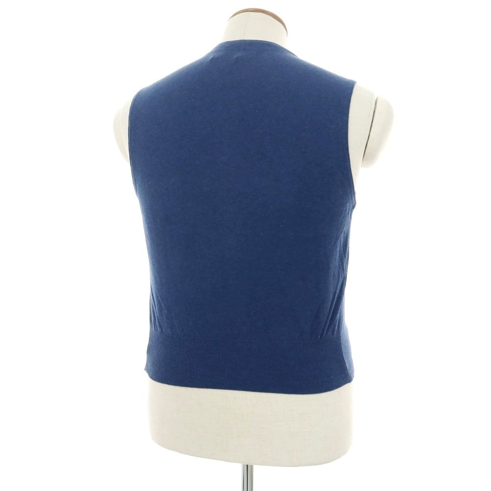 【中古】グランサッソ GRAN SASSO ハイゲージ コットン ニットベスト ジレ ネイビーブルー【サイズ46】【 状態ランクC 】【 メンズ 】