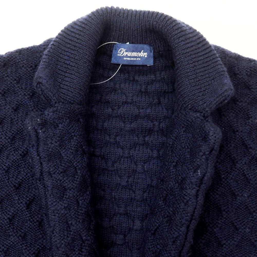 【中古】ドルモア DRUMOHR ウール ジャケット型 カーディガン ネイビー【 46 】【 状態ランクC 】【 メンズ 】