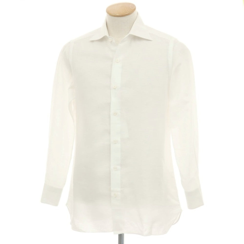 【中古】ルイジ ボレッリ Luigi Borrelli コットンリネン ワイドカラー カジュアルシャツ ホワイト【サイズ38】【 状態ランクC 】【 メンズ 】