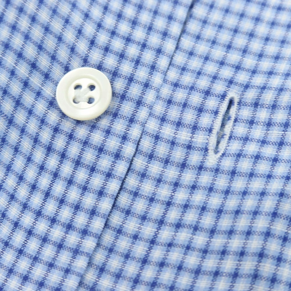 【中古】ルイジ ボレッリ Luigi Borrelli コットン系 チェック ワイドカラー カジュアルシャツ ブルー【 37 】【 状態ランクC 】【 メンズ 】