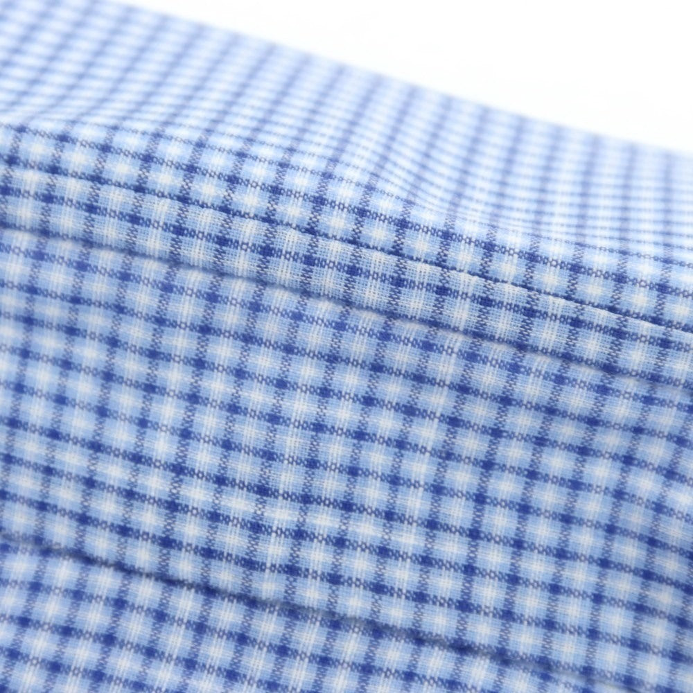 【中古】ルイジ ボレッリ Luigi Borrelli コットン系 チェック ワイドカラー カジュアルシャツ ブルー【 37 】【 状態ランクC 】【 メンズ 】