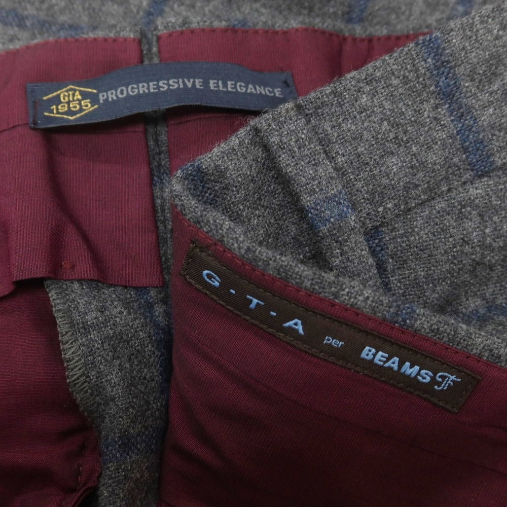 【中古】ジーティーアー G.T.A ウール チェック ドレススラックスパンツ ダークグレーxネイビー【 46 】【 状態ランクB 】【 メンズ 】