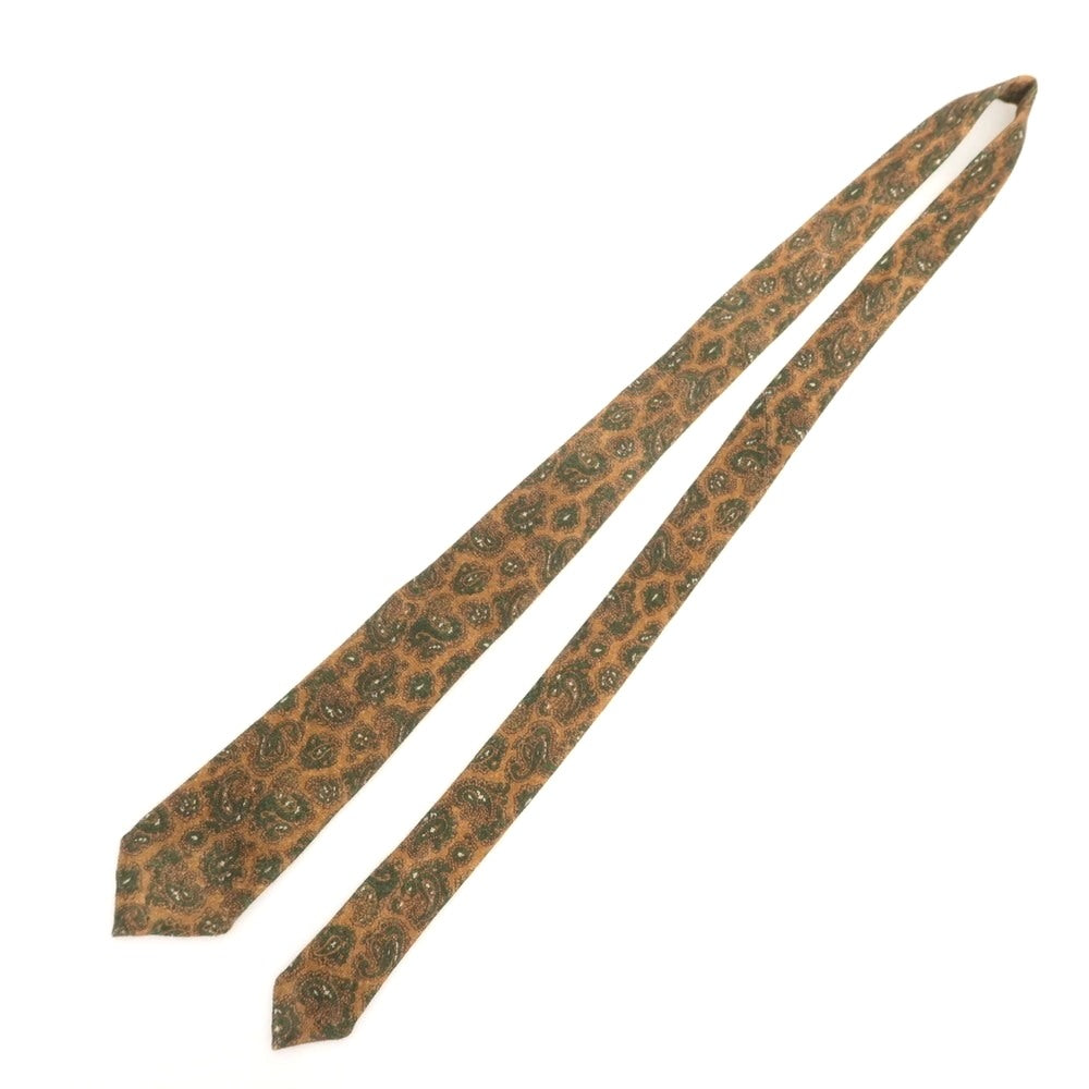 【中古】フランコミヌッチ franco minucci ウール プリント ペイズリー柄ネクタイ ライトブラウンxグリーン【 状態ランクB 】【 メンズ 】