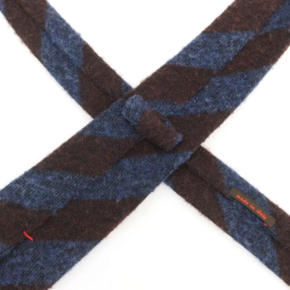 【中古】エレディキャリーニ EREDI CHIARINI ウール ストライプ柄ネクタイ ボルドーxブルー【 状態ランクC 】【 メンズ 】