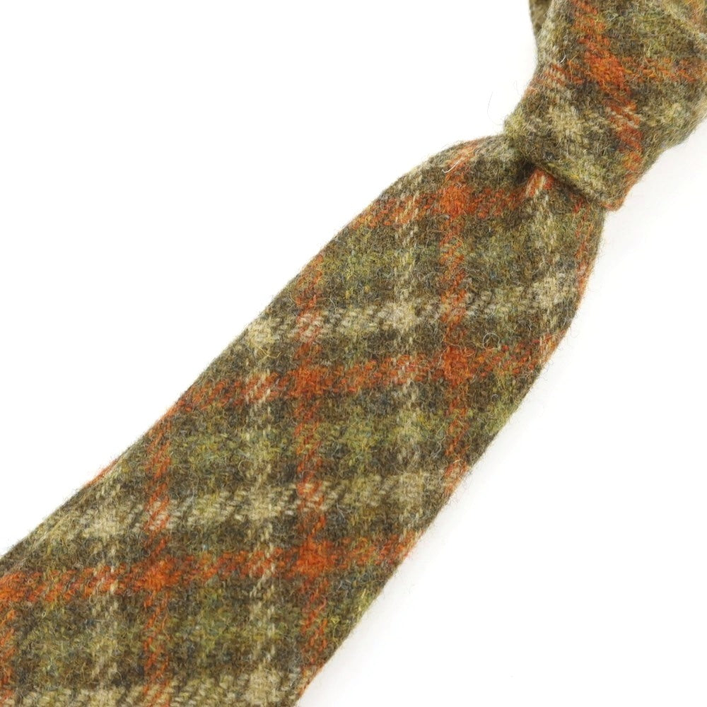 【中古】エーディーチンクワンタセイ AD56 ウール チェック柄ネクタイ ライトオリーブ系xオレンジ【 状態ランクB 】【 メンズ 】