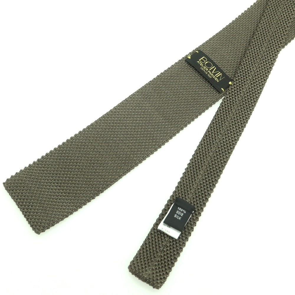 【中古】ボワバン BOIVIN シルク ニットタイ ネクタイ ダークオリーブグリーン系【 状態ランクB 】【 メンズ 】