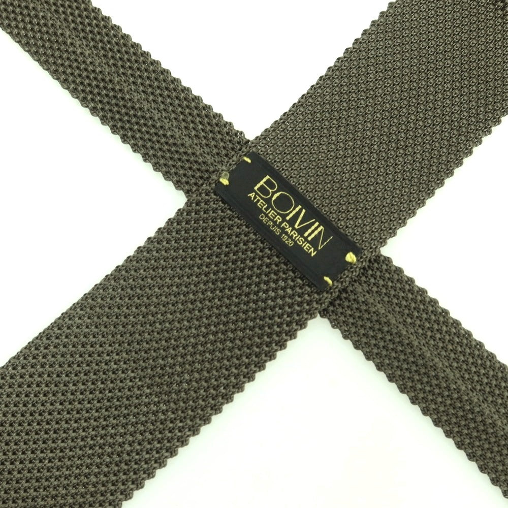 【中古】ボワバン BOIVIN シルク ニットタイ ネクタイ ダークオリーブグリーン系【 状態ランクB 】【 メンズ 】