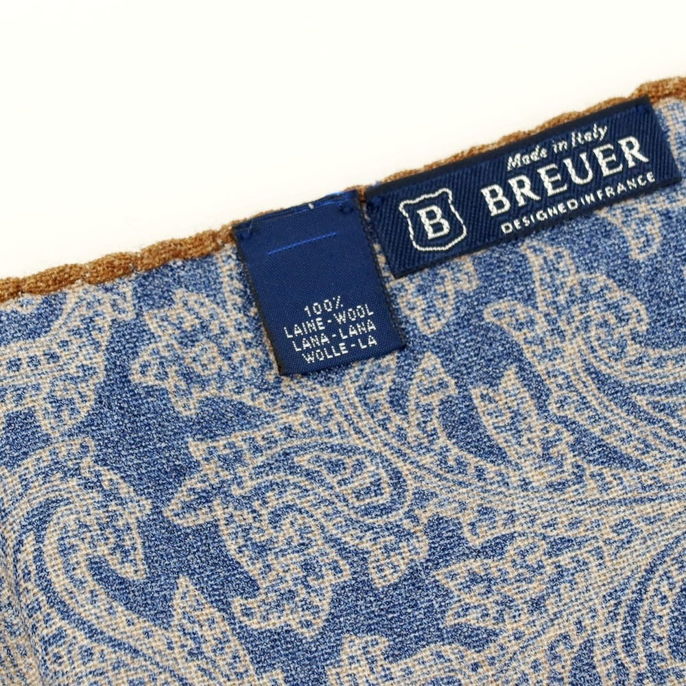 【中古】ブリューワー BREUER ウール ペイズリー柄 ポケットチーフ ネイビーxブラウン【 状態ランクB 】【 メンズ 】