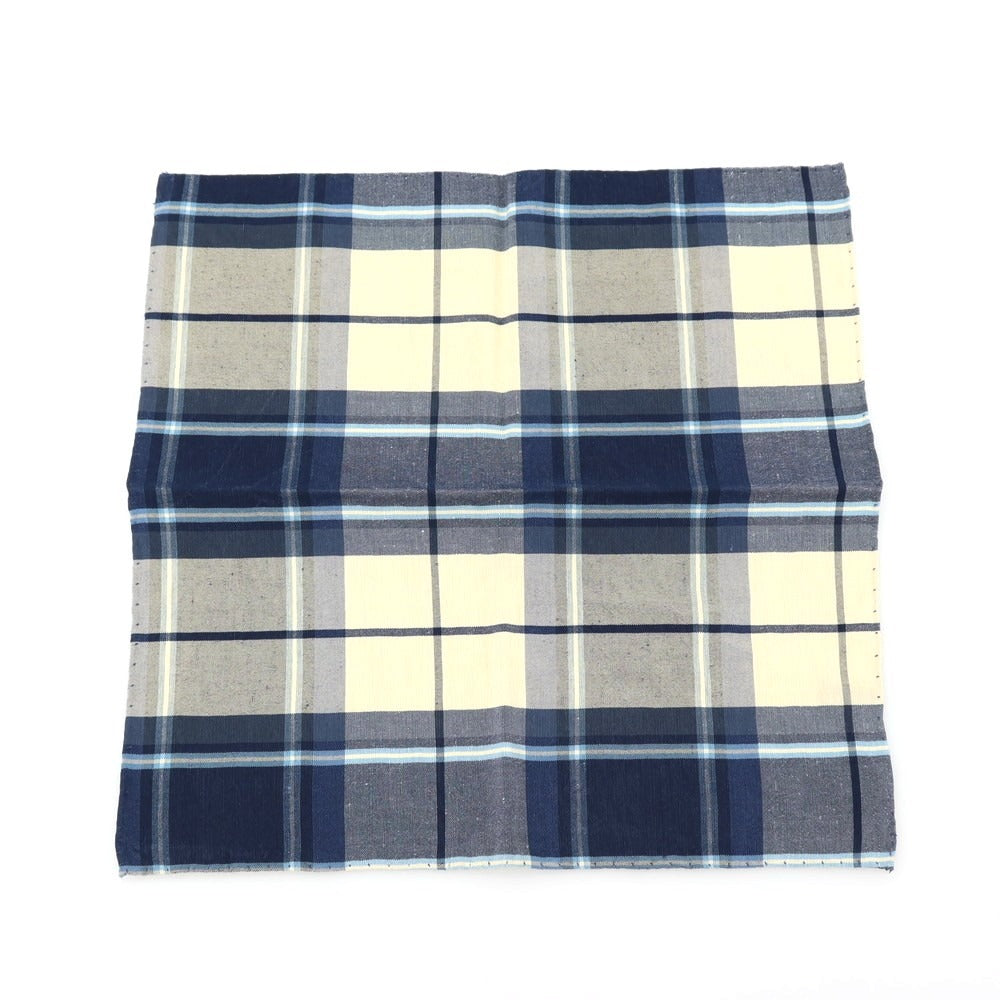 【中古】ラルディーニ LARDINI コットンリネン チェック ポケットチーフ ネイビーxアイボリー【 状態ランクB 】【 メンズ 】