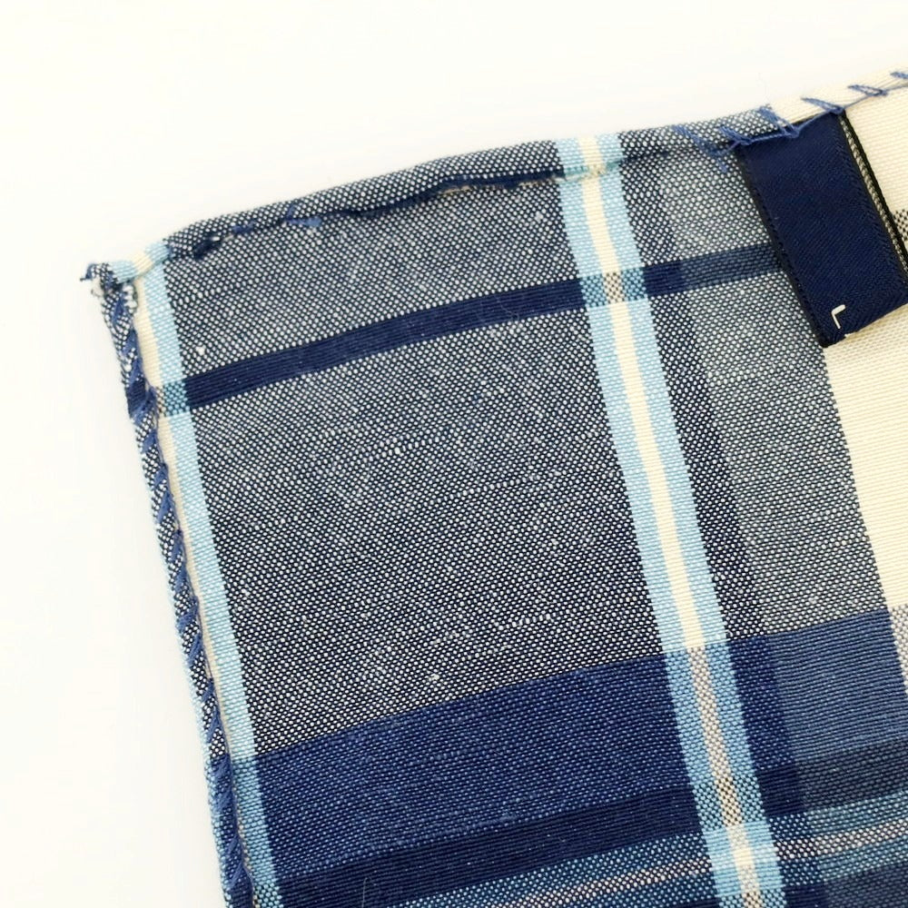 【中古】ラルディーニ LARDINI コットンリネン チェック ポケットチーフ ネイビーxアイボリー【 状態ランクB 】【 メンズ 】