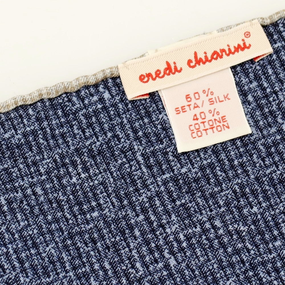 【中古】エレディキャリーニ EREDI CHIARINI シルクコットン 小紋 ポケットチーフ ネイビーxトープ【 状態ランクA 】【 メンズ 】