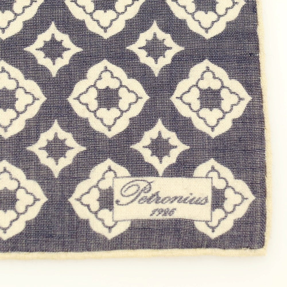 【中古】ペトロニウス PETRONIUS ウールシルク ポケットチーフ ネイビーxライトベージュ【 状態ランクA 】【 メンズ 】