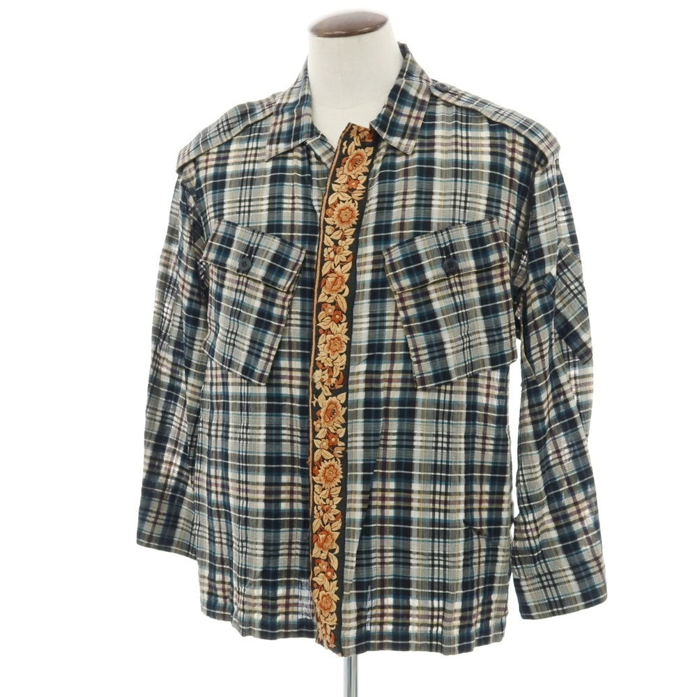 【中古】カレンテージ CURRENTAGE コットンシルク チェック ブルゾン ブラックxホワイト【 表記なし(L位) 】【 状態ランクB 】【 メンズ 】