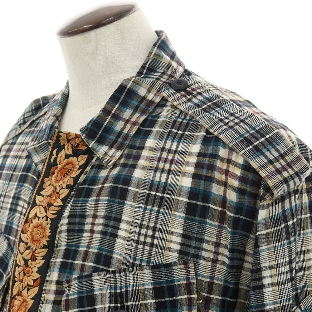 【中古】カレンテージ CURRENTAGE コットンシルク チェック ブルゾン ブラックxホワイト【 表記なし(L位) 】【 状態ランクB 】【 メンズ 】