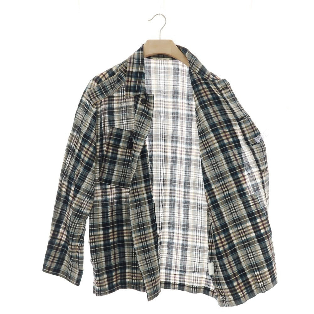 【中古】カレンテージ CURRENTAGE コットンシルク チェック ブルゾン ブラックxホワイト【 表記なし(L位) 】【 状態ランクB 】【 メンズ 】