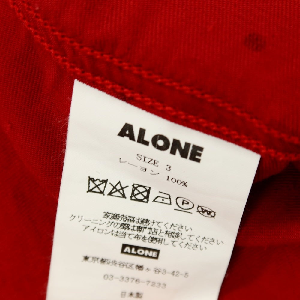 【中古】アローン ALONE レーヨン ドット オープンカラー カジュアルシャツ レッドxブラック【サイズ3】【 状態ランクC 】【 メンズ 】