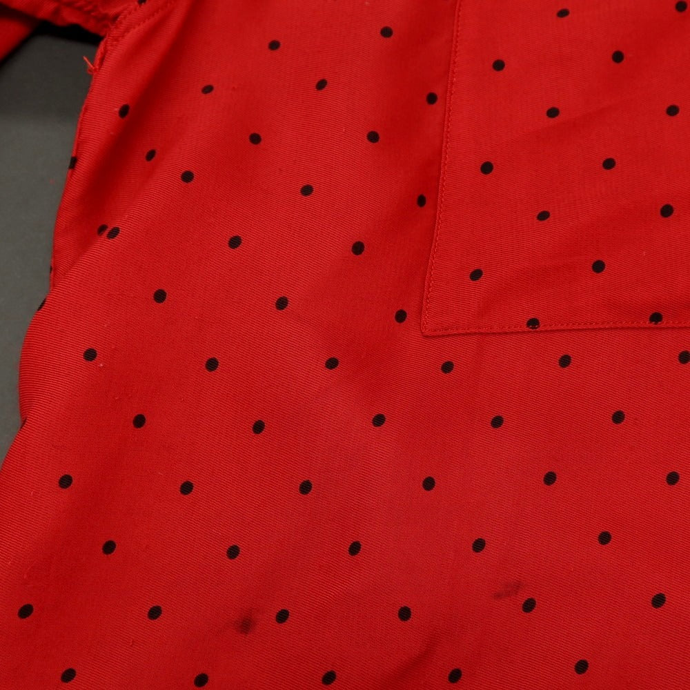 【中古】アローン ALONE レーヨン ドット オープンカラー カジュアルシャツ レッドxブラック【サイズ3】【 状態ランクC 】【 メンズ 】