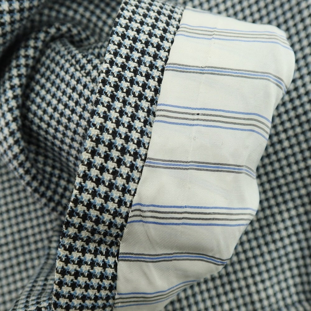 【中古】エリコフォルミコラ ERRICO FORMICOLA シルクリネンウール ハウンドトゥース 3B テーラードジャケット ホワイトxブラック×ライトブルー【 46 】【 状態ランクB 】【 メンズ 】