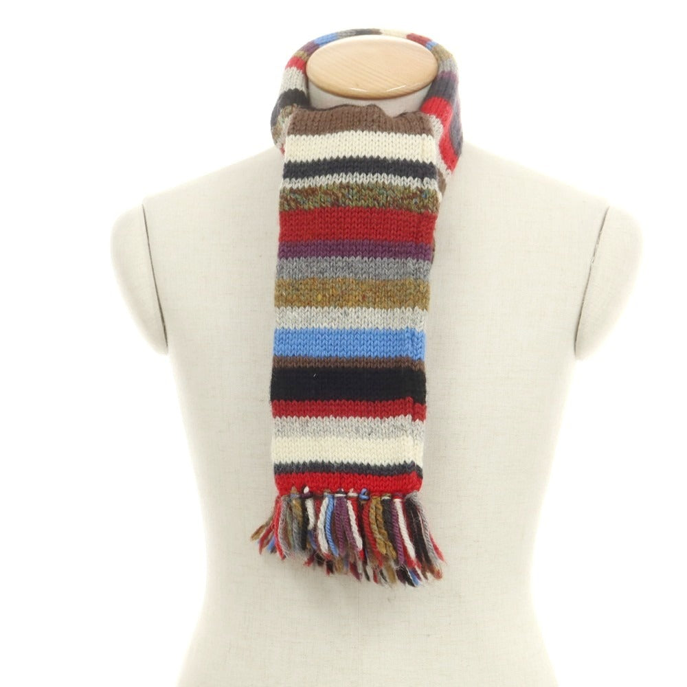 【中古】インバーアラン INVERALLAN ウール ボーダー マフラー マルチカラー【 状態ランクB 】【 ユニセックス 】