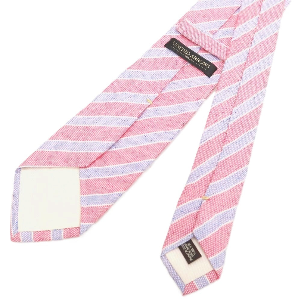 【中古】ユナイテッドアローズ UNITED ARROWS シルク ストライプ柄ネクタイ ピンクxブルー【 状態ランクB 】【 メンズ 】
