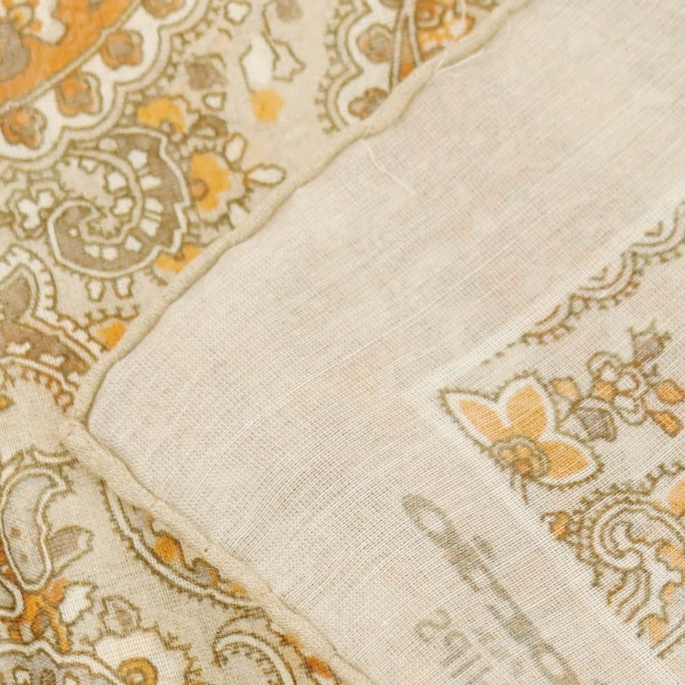 【中古】フィオリオ FIORIO シルク ペイズリー柄 ポケットチーフ ベージュxオレンジ【 状態ランクB 】【 メンズ 】