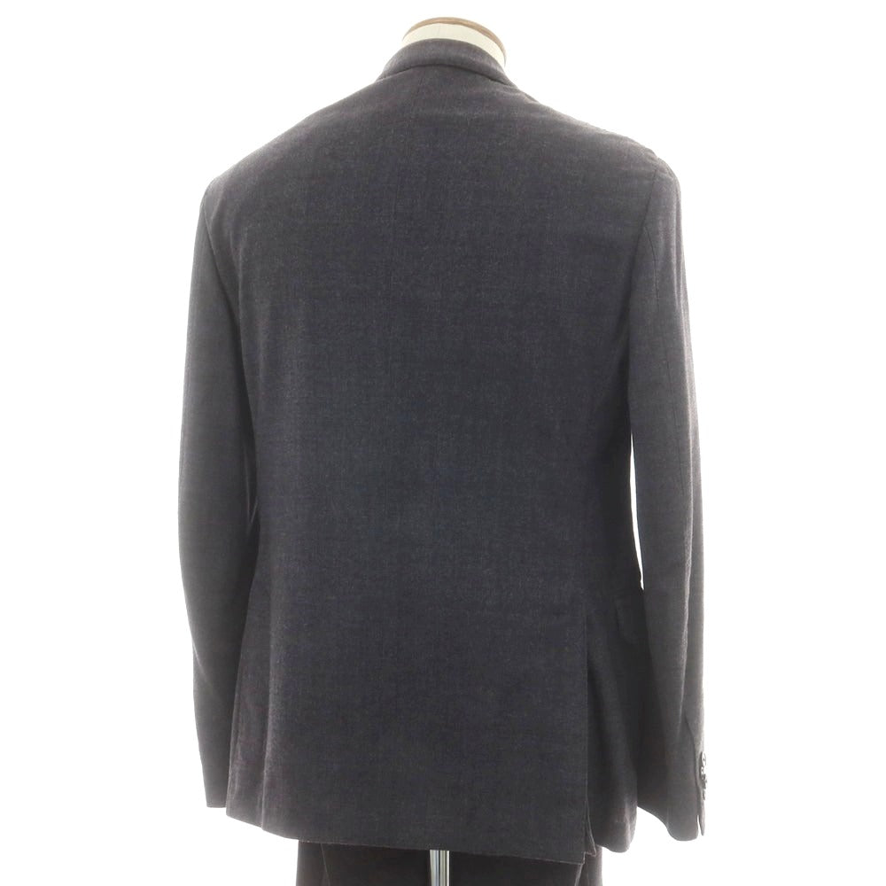 【中古】ラルディーニ LARDINI ストレッチウール チェック 3つボタンスーツ ダークグレーxワイン【 48 】【 状態ランクC 】【 メンズ 】