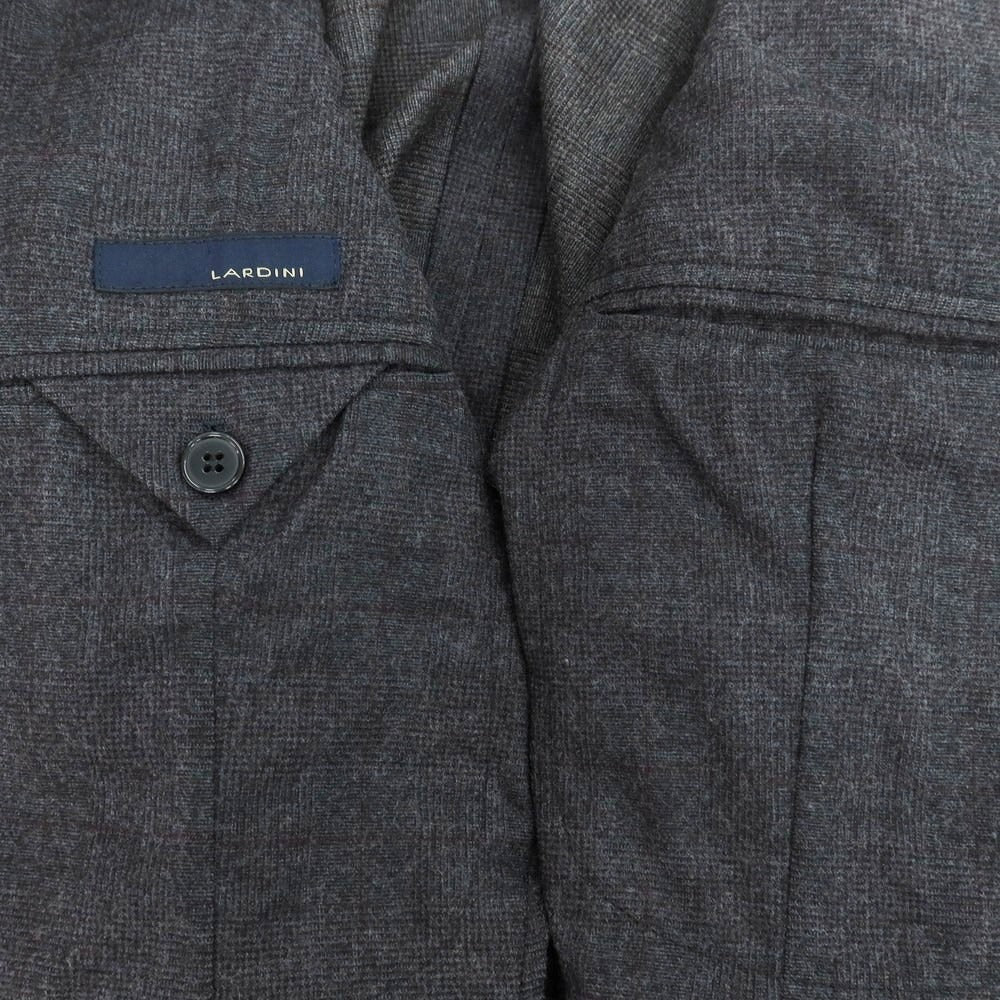 【中古】ラルディーニ LARDINI ストレッチウール チェック 3つボタンスーツ ダークグレーxワイン【 48 】【 状態ランクC 】【 メンズ 】