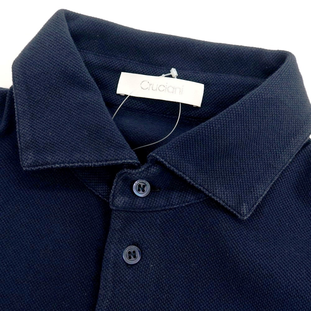 【中古】クルチアーニ CRUCIANI 鹿の子調コットン 半袖ポロシャツ ネイビー【サイズ50】【 状態ランクB 】【 メンズ 】