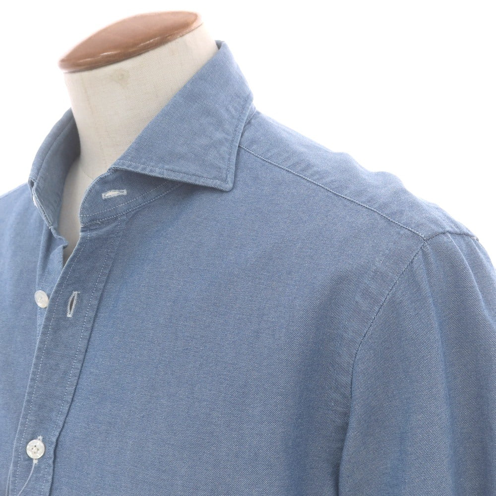 【中古】バルバ ダンディライフ BARBA DANDY LIFE コットン ワイドカラー カジュアルシャツ ライトブルー【 40 】【 状態ランクC 】【 メンズ 】